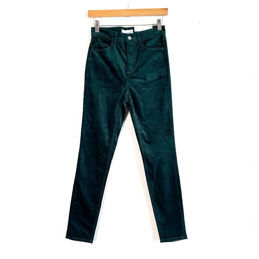 LOFT Dark Green Velvet Skinny Pants Size 25/0
